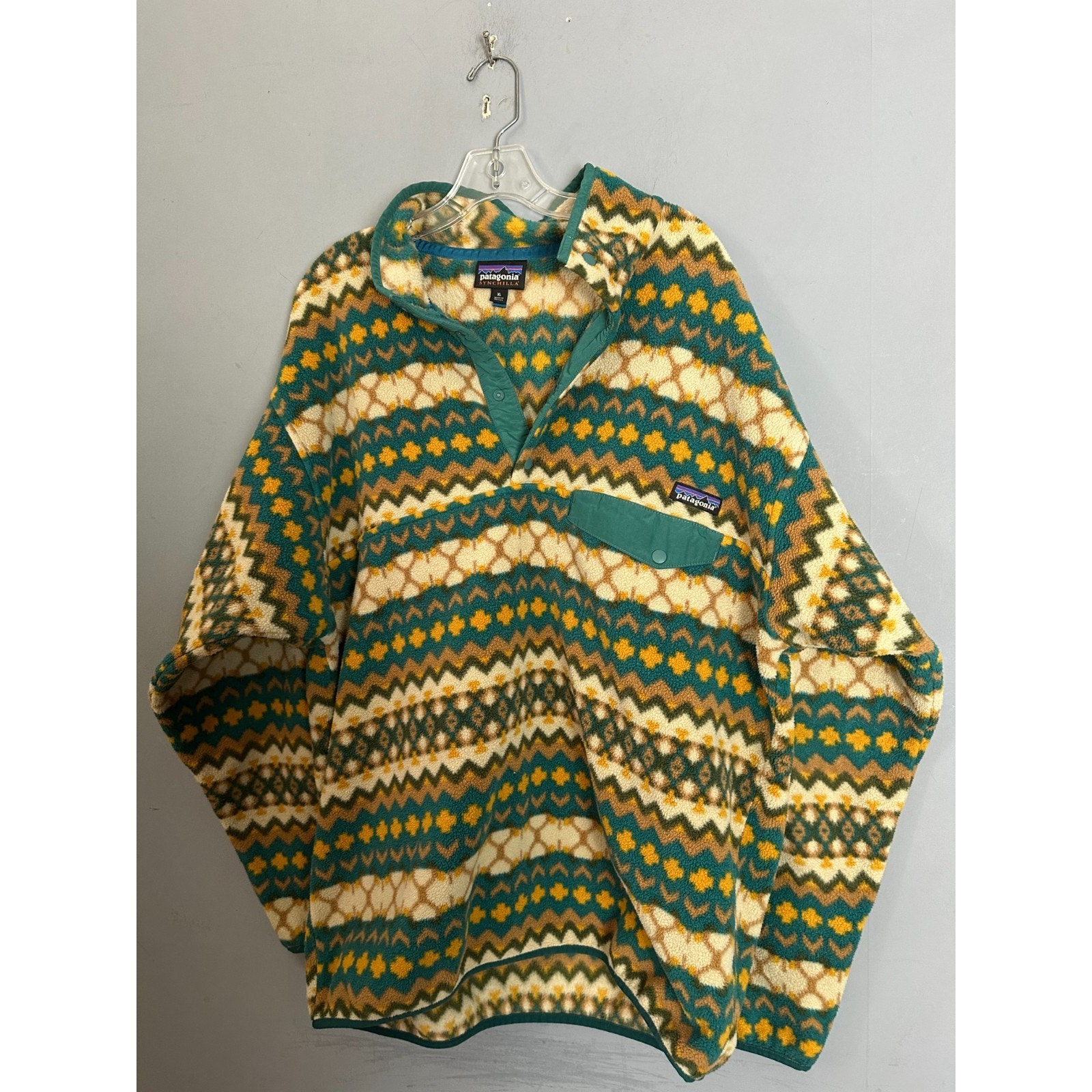 Patagonia Synchilla Snap-T Fleece Pullover Xl Multicolor Aztec Green Yellow